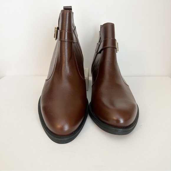 Marroqui Sanchez Leather Buckle Detail Side Zip Brown Ankle Boots - Size 10 - Picture 16 of 16